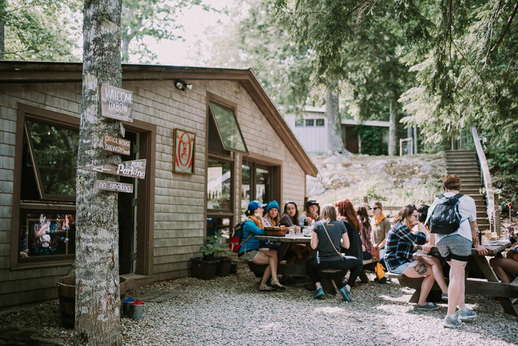 The Oxbow Brewery’s beautiful rustic farmhouse location, where there’s usually a local food truck parked.