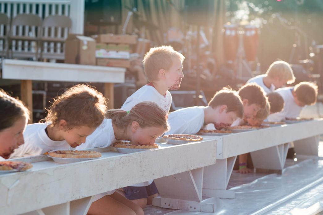 The Maine wild blueberry pie eating contest is a highlight of the Union Fair.