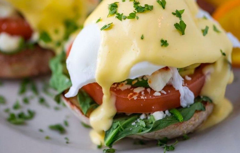 Eggs benedict from Mae's Cafe & Bakery in Bath, Maine