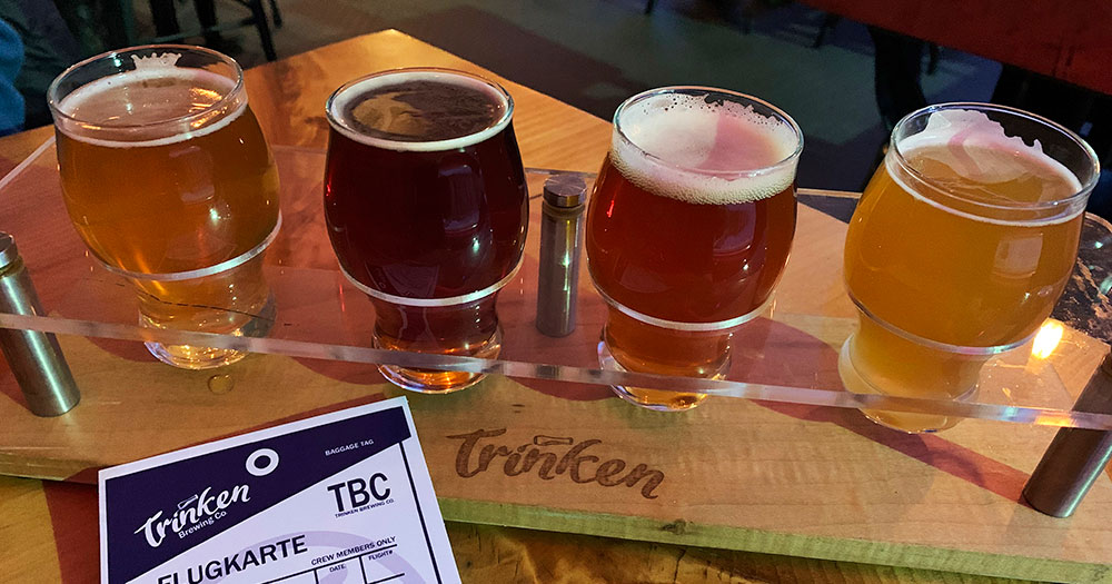 Flight of beer at Trinken Brewing Co., West Bath, Maine