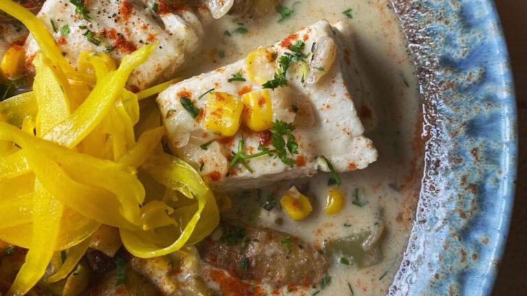 Halibut chowder at Fresh & Co. in Camden, Maine