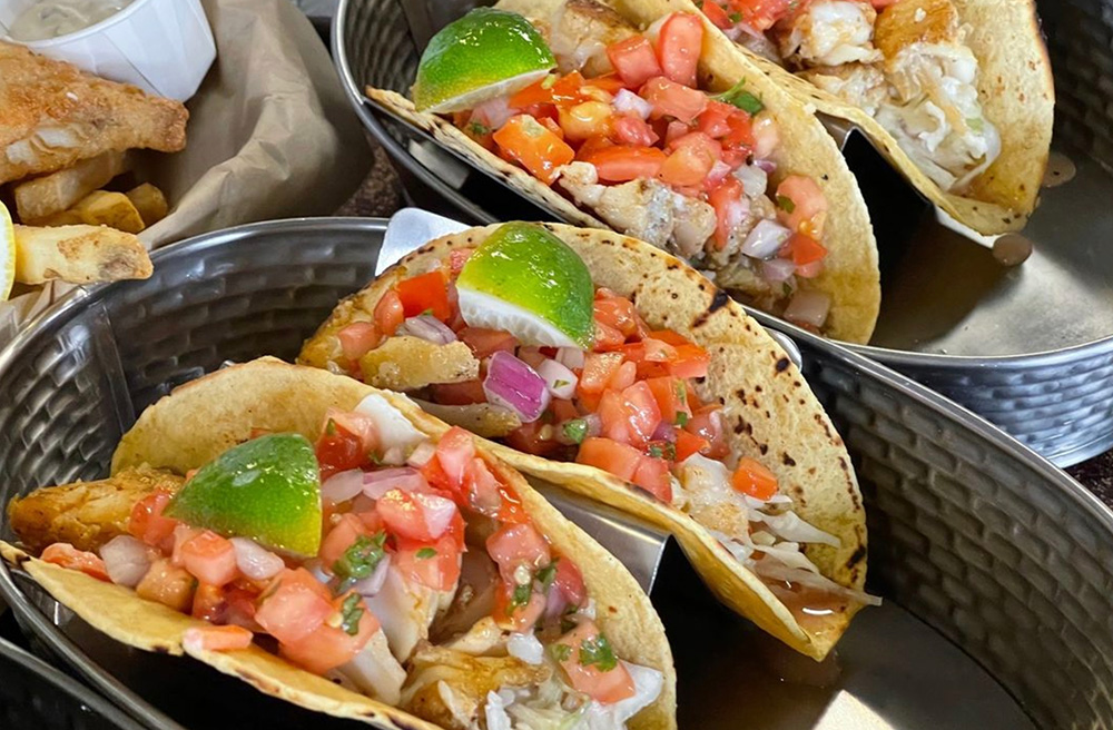 Fish tacos at The Contented Sole in New Harbor, Maine