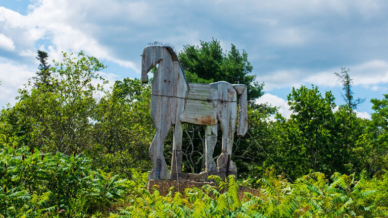 Horse sculpture, Langlais Art Preserve, Cushing, Maine