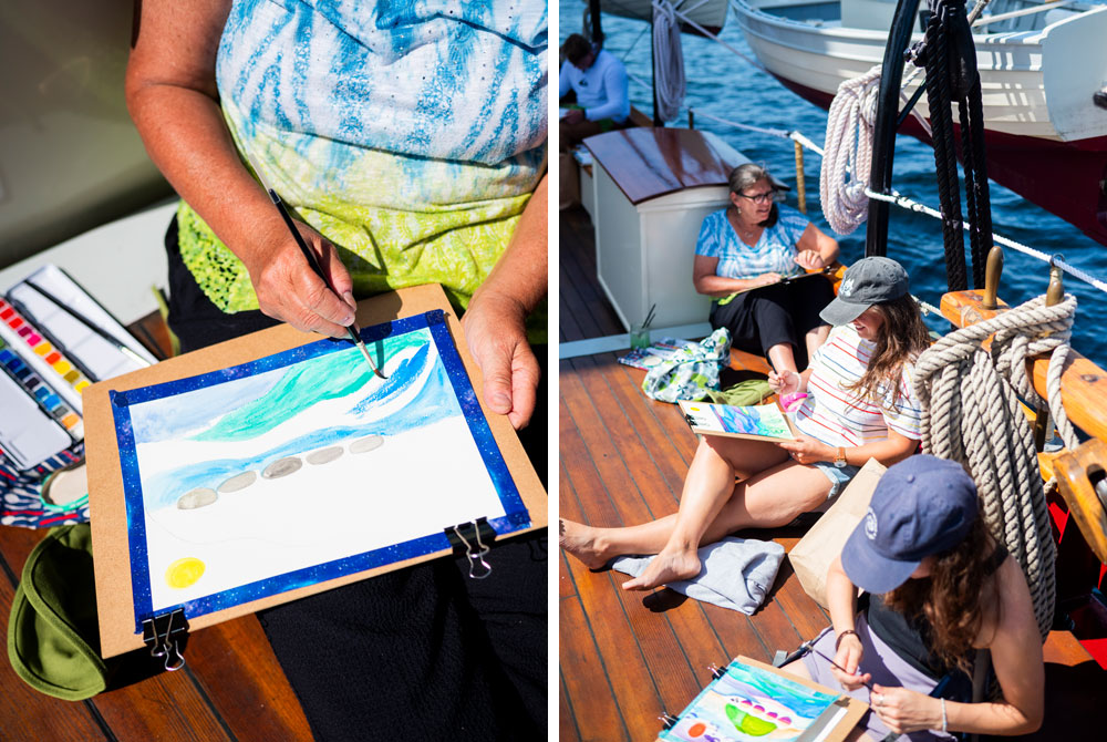 Painting on the deck of The Angelique windjammer