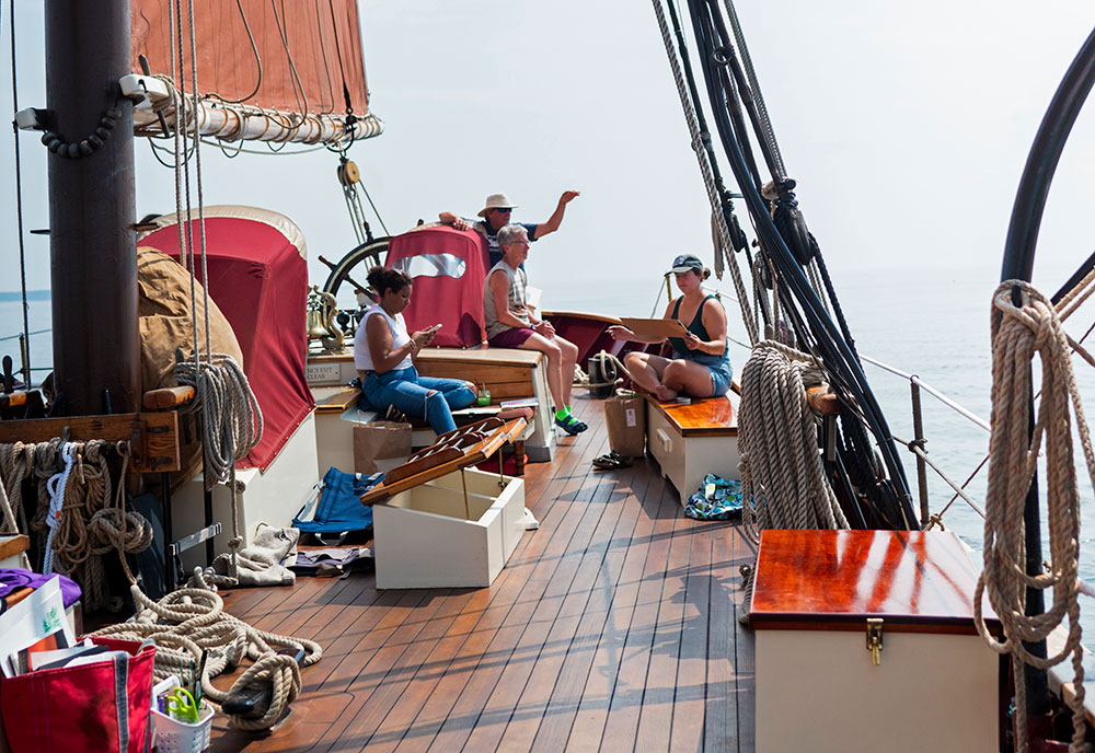 on the deck of The Angelique windjammer