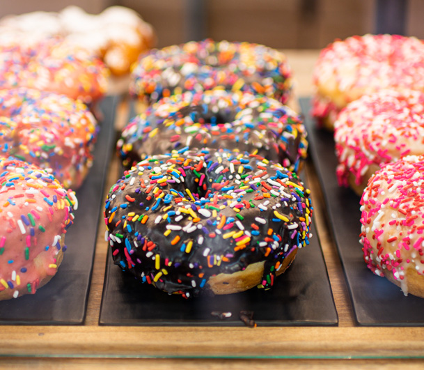 Donuts with sprinkles from Ruckus Donuts, in Rockland, Maine