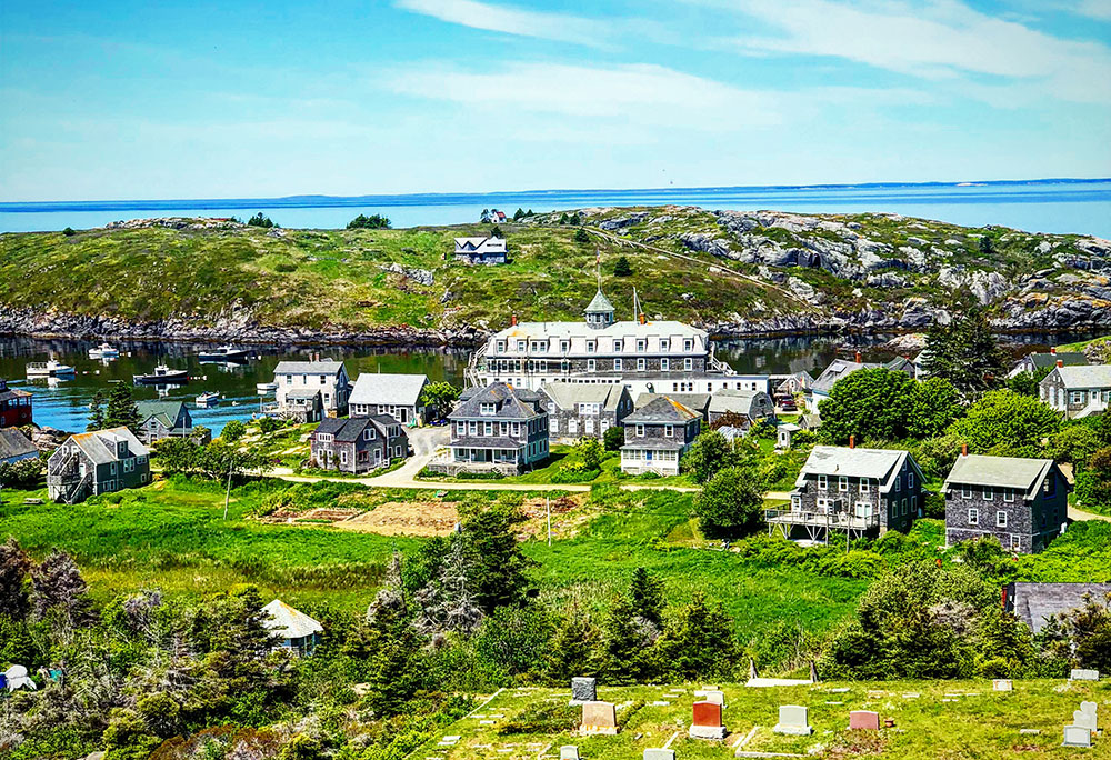 Aerial view of the island of Monhegan, Maine