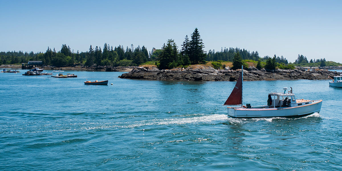 Boast off the rocky shore of Vinalhaven, Maine