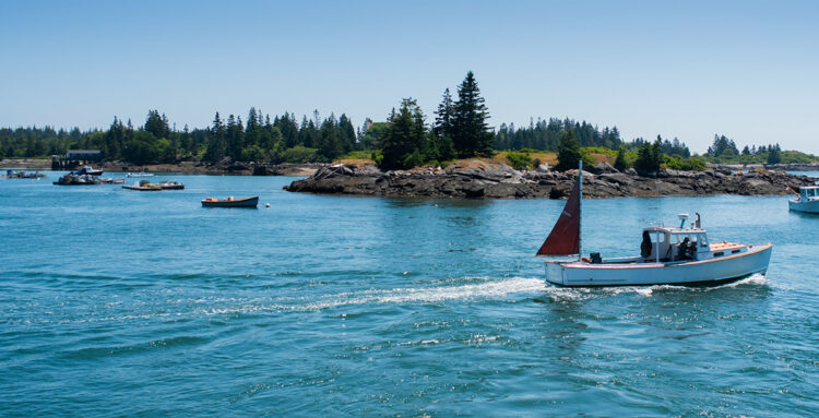 Boast off the rocky shore of Vinalhaven, Maine