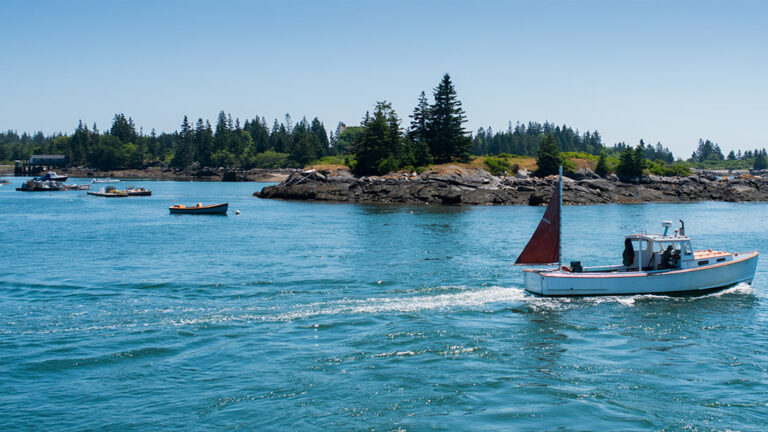 Boast off the rocky shore of Vinalhaven, Maine