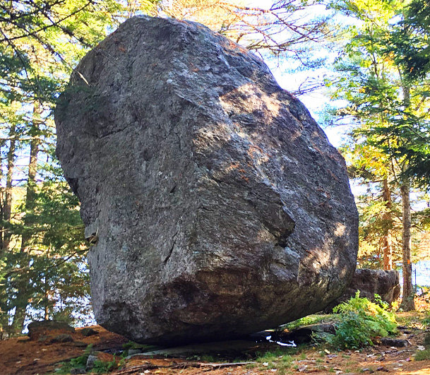 Balance Rock, at Fernalds Neck Preserve in Lincolnville, Maine