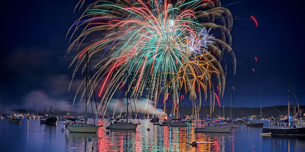 Fireworks over Boothbay Harbor, Windjammer Days