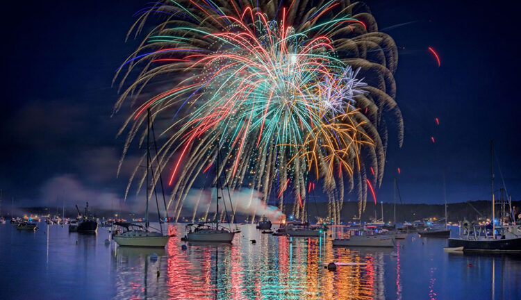 Fireworks over Boothbay Harbor, Windjammer Days