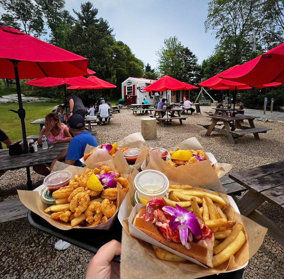 Lobster roll and fried shrimp at Shannon’s Unshelled, Boothbay Harbor, Maine