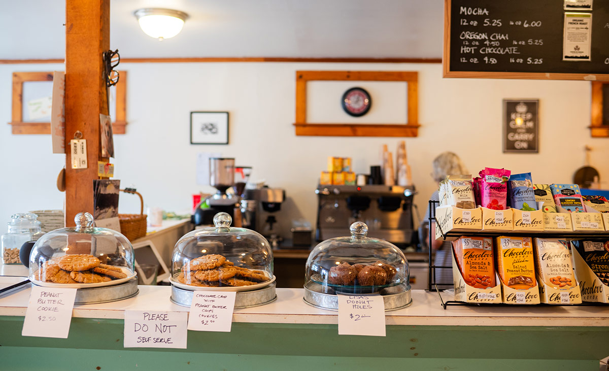 Cookies and donut holes on the counter of a coffee shop, Monhegan Island, Maine