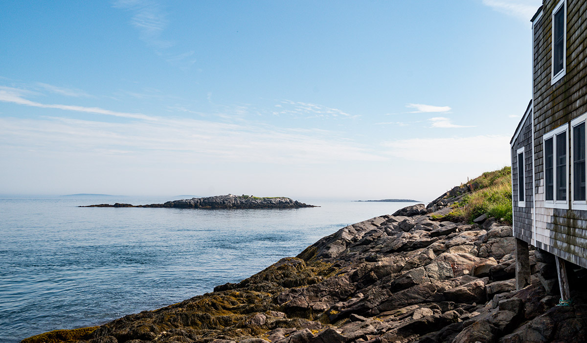 View of the ocean and rocky coast on Monhegan Island, Maine