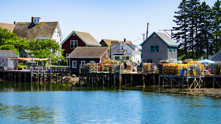 Lobster traps on a dock in Port Clyde, Maine