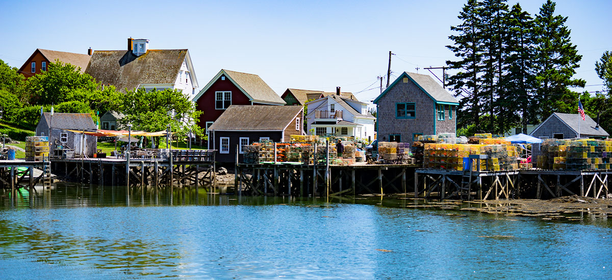 Lobster traps on a dock in Port Clyde, Maine